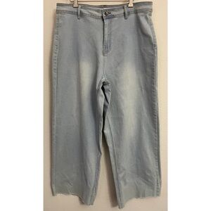 Generation K Light Wash Wide Leg Raw Hem Jeans 16W 16 High Rise Plus Size‎